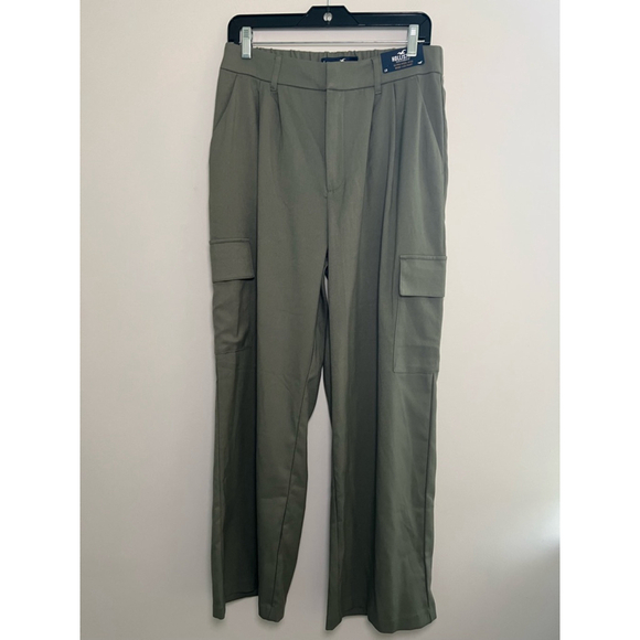 Hollister Pants Womens Large Green Ultra High Rise Wide Leg Cargo Pocket New - Picture 1 of 13